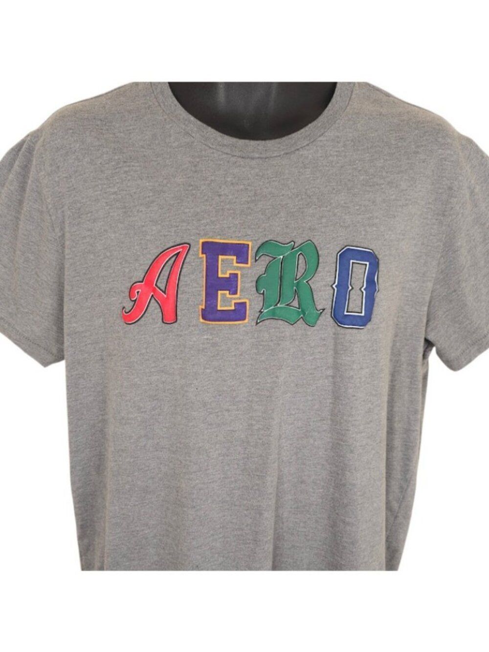 Aeropostale Collegiate Letter T Shirt Mens Size Large Gray Aero Puffy Streetwear